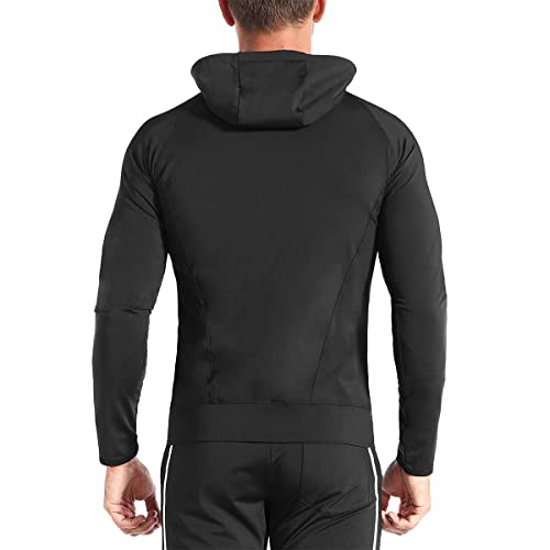 BROKIG Mens WindBreak Lightweight Running Jackets with Zip Pocket, Workout Track Hoodie Athletic Gym Sweatshirts Men