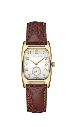 Hamilton American Classic Boulton Quartz Men's Watch, 27mm x 32mm Stainless Steel Case, Swiss Made, White Dial Analog Wris...