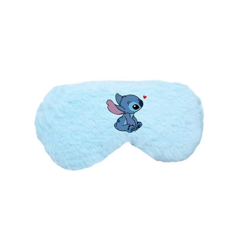 Cute Stitch Eye Masks for Sleep, Cartoon Plush Blindfold, Soft Funny Travel Eye Cover (Blue)