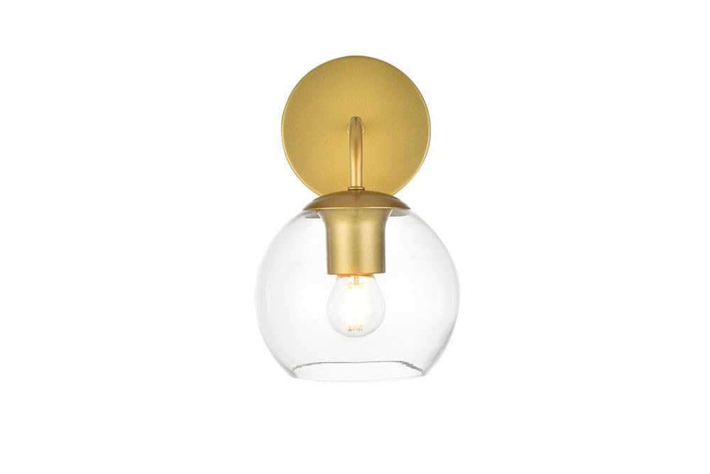 Living District 1-Light Bath Sconce, Iron & Glass, Black/Clear, Model Ld7321W6Blk