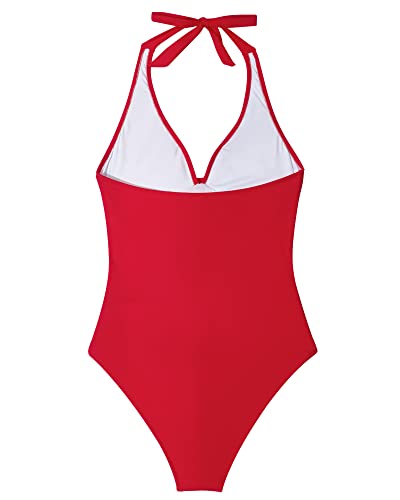 SUUKSESS Women Sexy Tummy Control One Piece Swimsuits Halter Push Up Bathing Suits