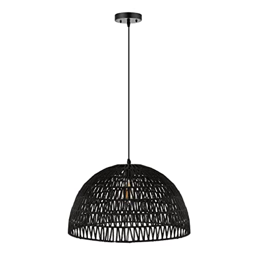 Jonathan Y Campana 20 1-Light Led Pendant, Black Woven Rattan/Iron For Dining Room, Kitchen, Living Room - Model Jyl6504C