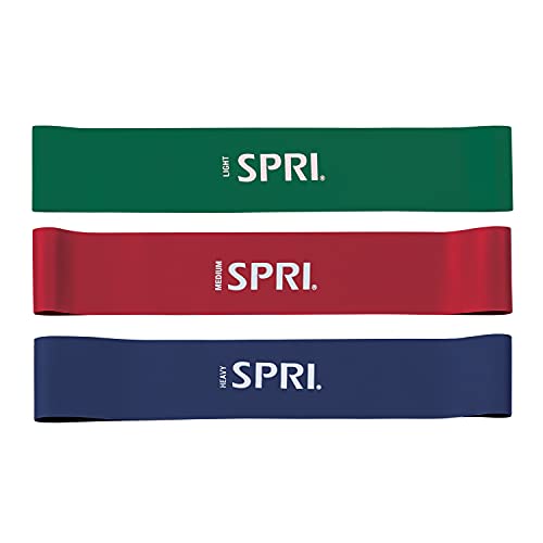 SPRI Mini Loop Bands Kit, Set of 3 - Light, Medium, Heavy Resistance Bands for Lower Body Workouts, Toning Muscles, and Ex...