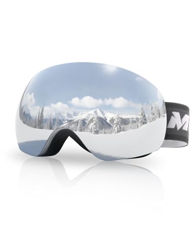 Meeloog Ski Goggles for Men & Women, OTG Snowboard Goggles with UV400 Protection, Anti-Fog & Spherical Design for Wider View