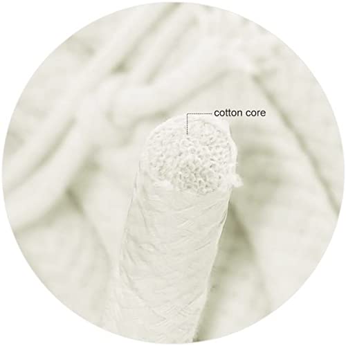 YUZENET Braided White Cotton Rope (1/2 inch x 50 ft) Natural Soft Utility Rope