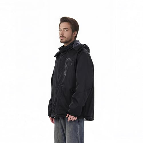 CorBuyit Men's Waterproof Ski Winter Jacket with Detachable Hood, (S-4XL), Warm Windproof Snow Coat for Skiing & Snowboarding