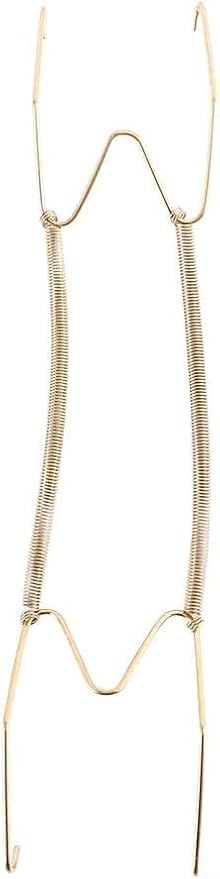 Gold Plate Dish Hanger Dismountable Wall Display Securing Clip W Type Dish Spring Holder Invisible Hook Home Decor Vertical Plate Holders (14 Inch)