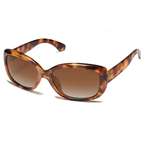 SOJOS Vintage Square Sunglasses for Women Polarized UV Protection Havana Frame SJ2111