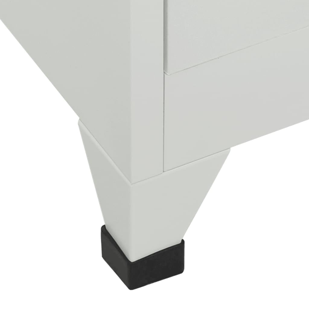 pokgdf Grey Steel Large Locker Cabinet with Six Locking Compartments for Secure Storage in Office or Gym, Durable Industrial Style Organizer