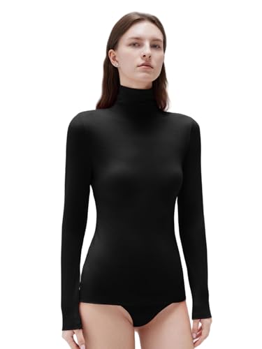 SUUKSESS Women Cashmere Blend Turtleneck Long Sleeve Shirt Fitted Fall Basic Thermal Tops Fall Fashion