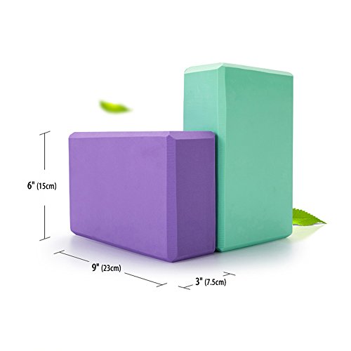 Dofover Set of 2 Yoga Blocks EVA Foam Exercise Bricks Provides Stability Balance and Support Improve Strength - 9 x 6x 3 i...
