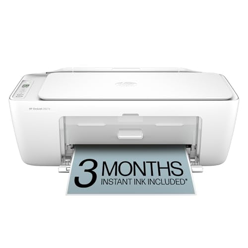 HP DeskJet 2827e Wireless All-in-One Color Inkjet Printer, Scanner, Copier, Best-for-Home, 3 Month Instant Ink Trial Inclu...