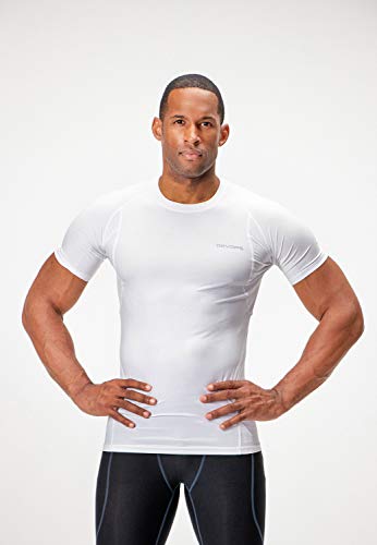 DEVOPS 3 Pack Men's Cool Dry Short Sleeve Compression Shirts, Sports Baselayer T-Shirts Tops, Athletic Workout Shirt