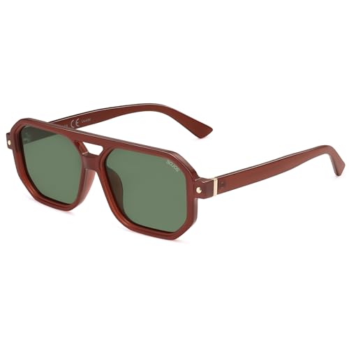 SOJOS Retro Polarized Square Aviator Sunglasses for Women Men Vintage 70s UV400 Protection Shade SJ2609