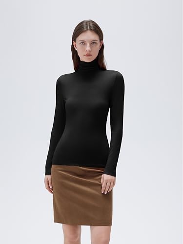 SUUKSESS Women Cashmere Blend Turtleneck Long Sleeve Shirt Fitted Fall Basic Thermal Tops Fall Fashion