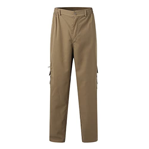 Men Relaxed Fit Cargo Pants Drawstring Elastic Waisted Relaxed Fit Sports Pants Casual Joggers Outdoor Trousers with Pockets