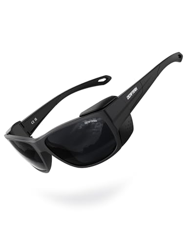 DEAFRAIN Sport Polarized Sunglasses for Men Women with Removable Side Shield for Hiking Skiing Climbing Glasses UV Protection