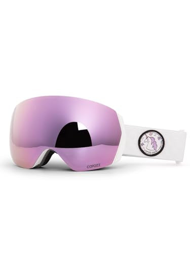 COPOZZ H2 Ski Goggles, Hyperbolic OTG Snow Goggles, Reduce Visual Distortion, UV 400, Snowboard Goggles for Adult Men Women