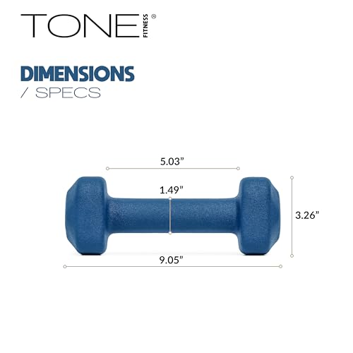 Tone Fitness Neoprene Dumbbell Weight Pairs with Anti-Roll Square Head | Multiple Options