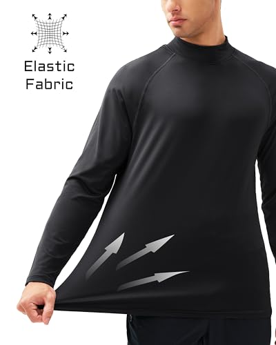 MAGCOMSEN Men's Thermal Shirt Mock Turtle Neck, Fleece Lined Long Sleeve Undershirts, Athletic Warm Base Layer Winter Top
