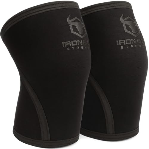 Iron Bull Strength Knee Sleeves 7mm (1 Pair) - Compression Brace & Knee Sleeve For Weightlifting, Powerlifting & Cross Tra...