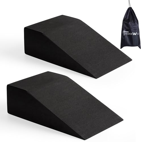 HarderWill Yoga Foam Wedge Blocks (Pair), Calf Raise Block, Calf Stretcher, Yoga Wrist Support, Balance, Pushup, Fitness, ...
