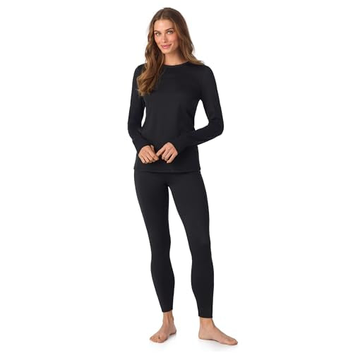 Cuddl Duds Womens Heavyweight Cold Weather Fleece Lined Thermal Set – Long Sleeve Top & Leggings - Winter Lounge Sets