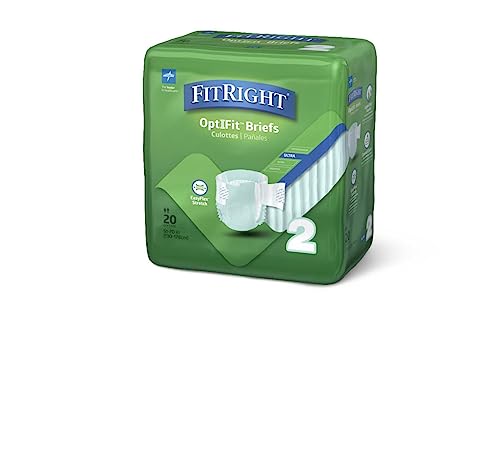FitRight Stretch Ultra Adult Briefs, Incontinence Diapers with Tabs, Heavy Absorbency, Large/XL/2XL, 51 to 70", 20 Count (Pack of 4)