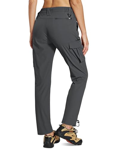 MOURCE Womens Hiking Pants Lightweight - Quick Dry Water Resistant Cargo Pants Women with 7 Pockets & Drawcord Cuffs