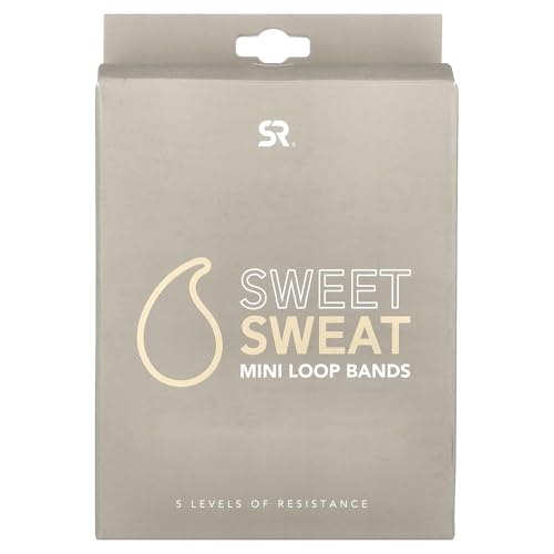 Sweet Sweat Mini Loop Resistance Bands - Set of 5 | Exercise Hip Booty Bands for Squats, Lunges, Physical Therapy, Yoga, P...