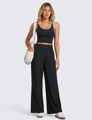 CRZ YOGA Lightweight Drapey Wide Leg Casual Pants for Women 30" - Flowy Travel Work Loose Fit Summer