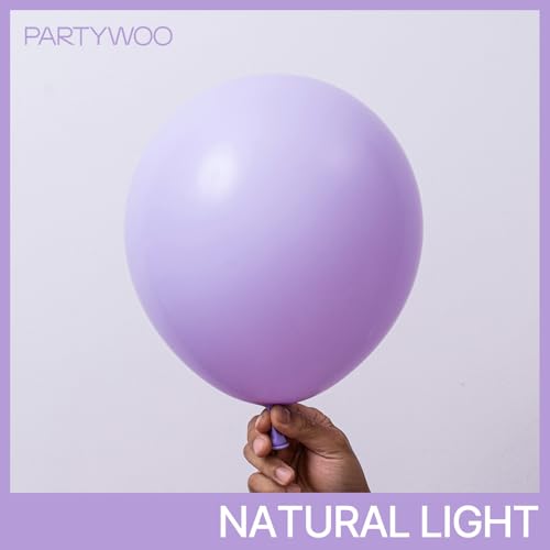 PartyWoo Lavender Balloons 120pcs Different Sizes Pack of 18 12 10 5 Inch Light Pastel Purple Lilac Balloon Arch Kit for B...