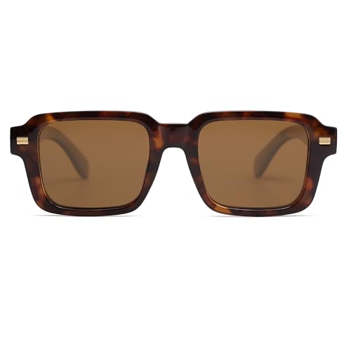 SOJOS Trendy Square Polarized Sunglasses for Women Men, Retro Vintage Womens Mens Rectangle Shades SJ2345