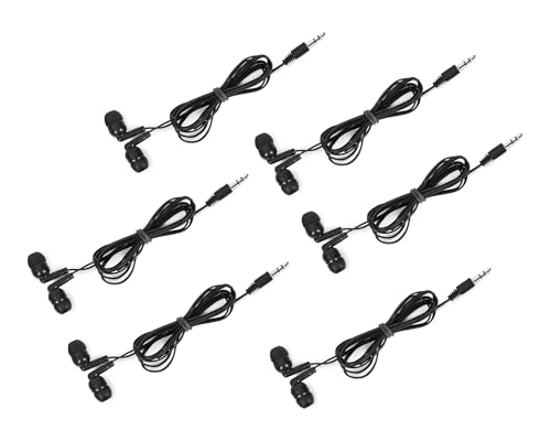 QIDAIZUOEN 100 Packs Earbuds Bulk Classroom Headphones Wired in Ear Disposable Student Black Earphones Individually Wrappe...