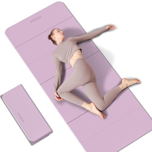 WOHAO 7-Fold Yoga Mat 70"x24" - 1/2 Inch Thick Folding Exercise Mat, Compact Non-Slip TPE Mat for Travel, Storage, Yoga & ...