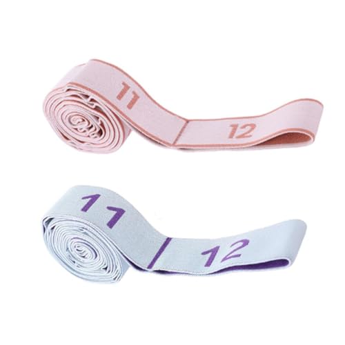 2PCS Elastic Yoga Stretching Strap with 12 Loops Stretch Resistance Exercise Bands for Yoga,Pilates,Dance,Rhythmic Gymnast...