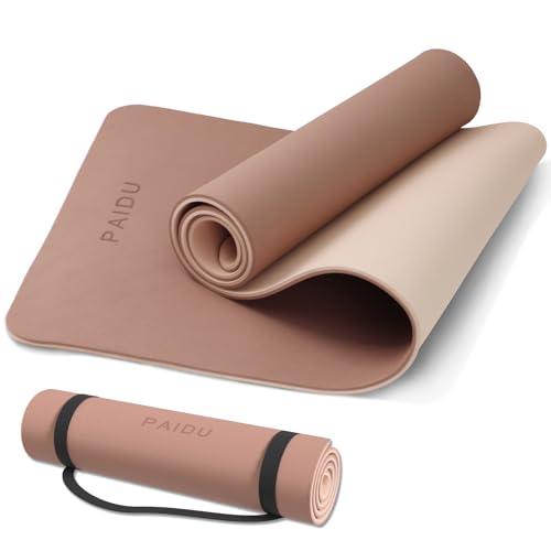 PAIDU Yoga Mat Non Slip Anti-tear,extra thick-2/5 inch（10MM）High Resiliency Professional POE Yoga Mats for Women Men Kids,...