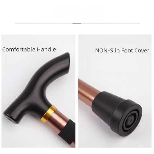 Adjustable from 33‘’ to37‘’Walking Cane Hiking Poles Climbing Snowingshoeing Pole with Ergonomic Handle，Brown and Black fo...