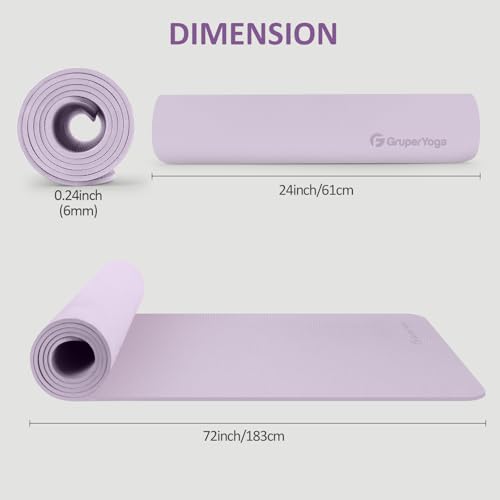 Yoga Mat Non Slip, 72"L x 24"W x 0.24"/0.32"TH, Anti-Tear Exercise Mat with Carrying Strap and Bag, Pro TPE Yoga Mats for ...