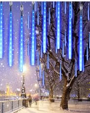 Flacchi Icicle Lights - 5 Tubes 20in Each, 270 LED Cascading Raindrop Lights, Outdoor Waterproof Christmas Decorations, Blue