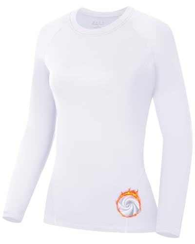 Runhit Thermal Shirts for Women Long Sleeve Compression Tops Fleece Lined Athletic Workout Soft Base Layer Cold Weather