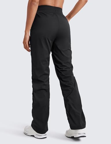 CRZ YOGA Lightweight Straight Leg Workout Pants for Women 28"/30"/32" - Ruched Casual Work Athletic Joggers with Pockets