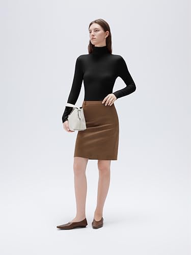 SUUKSESS Women Cashmere Blend Turtleneck Long Sleeve Shirt Fitted Fall Basic Thermal Tops Fall Fashion