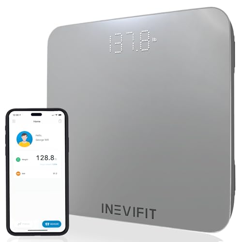 INEVIFIT Smart Bathroom Scale, Highly Accurate Bluetooth Digital Bathroom Body Weight Scale, Precisely Measures Weight & B...