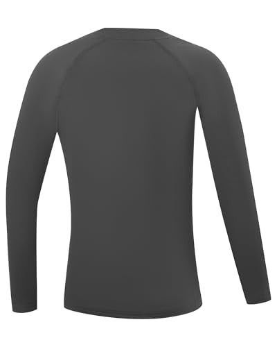 Runhit Youth Boys Compression Thermal Shirt Long Sleeve Fleece Base Layer Undershirt for Football Baseball Soccer Basketball