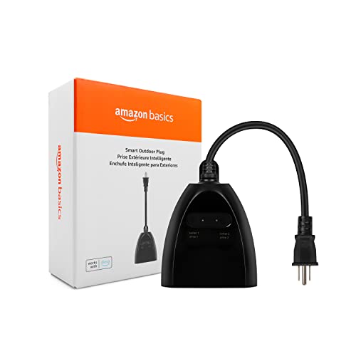 Amazon Basics Outdoor Smart Plug with 2 Individually Controlled Outlets, Works with Alexa Only, 2.4 GHz Wi-Fi, No Hub Requ...
