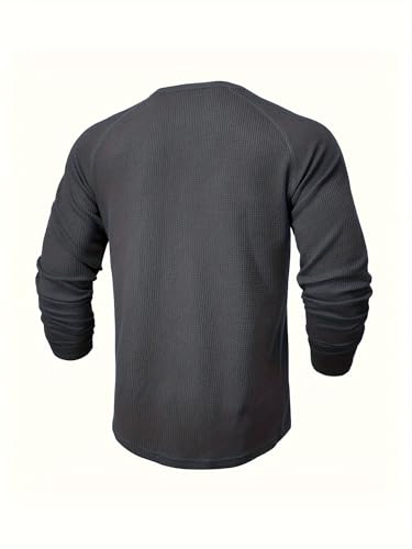 1 Piece Waffle Long Sleeve Shirt for Men, Stylish Thermal Top for Casual & Outdoor Multi-Season Wear