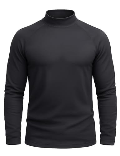 NASBING Mens Thermal Shirt Mock Turtle Neck Fleece Lined Base Layer Cold Weather Long Sleeve Undershirt Winter Underwear Tops