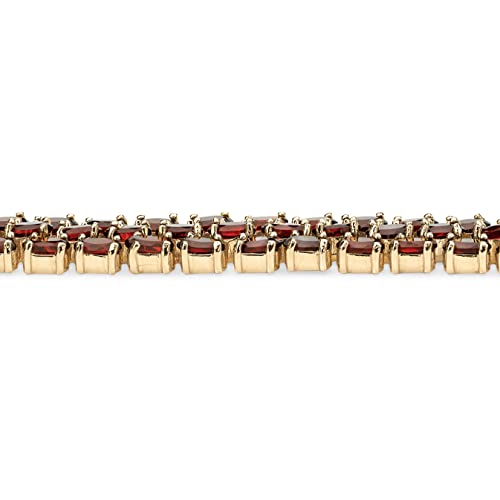Palm Beach Jewelry PalmBeach Yellow Gold-plated Oval Shaped Genuine Red Garnet, Triple Row Tennis Bracelet (11.5mm), Hidde...