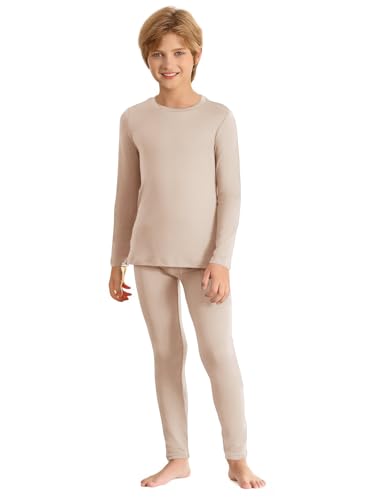 Haloumoning Thermal Underwear for Kids Boys Winter Base Layer Athletic Skiing Long Johns Sets 5-14 Years